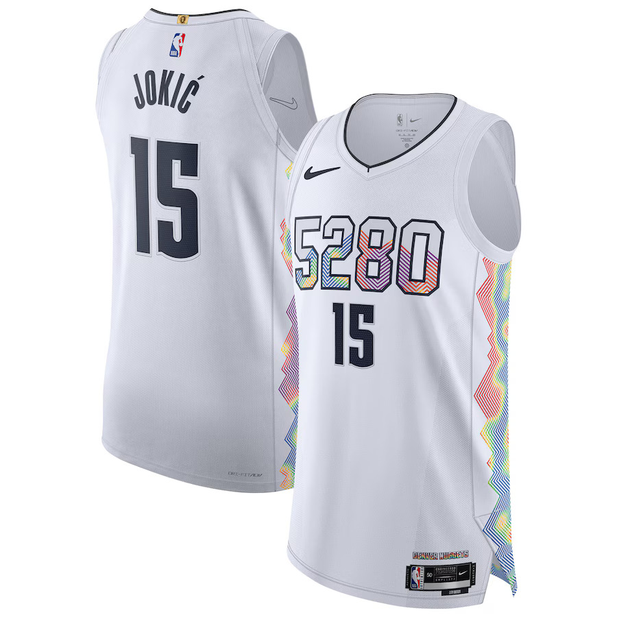 Men Denver Nuggets 15 Nikola Jokic Nike White City Edition 2024-25 Authentic Player NBA Jersey